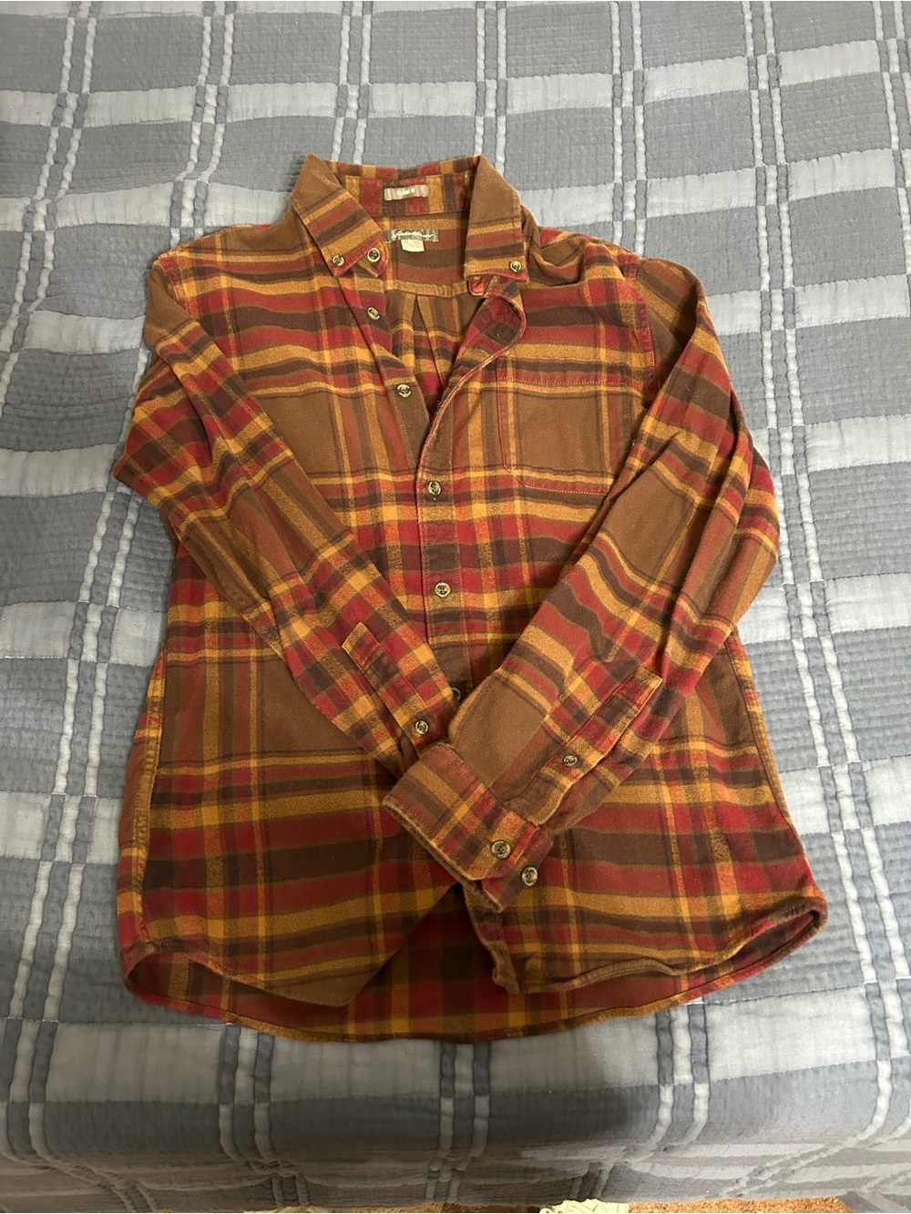 Men's Plaid Button-Down Shirt - Red & Brown Flannel
